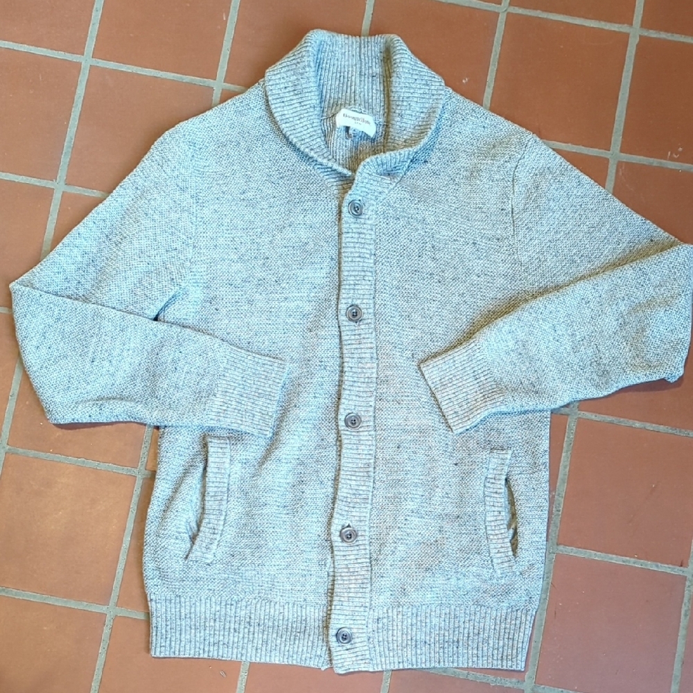 Men's Gray Shawl Collar Cardigan